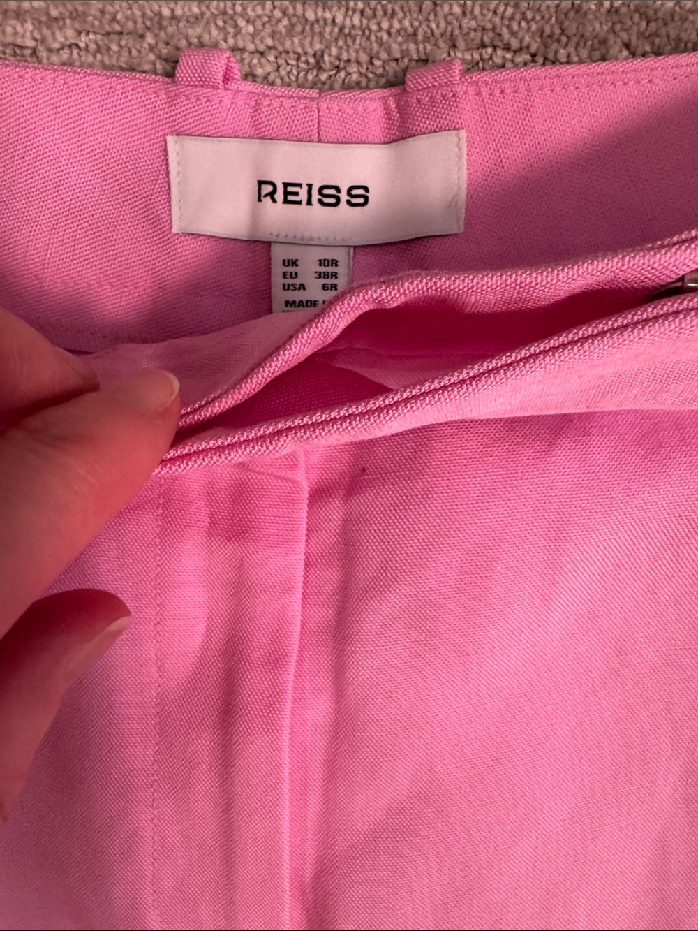 Reiss NWOT Raine Pleated Wide Leg Pants Pink Size 6 - Picture 8 of 12